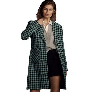 Avec Les Filles Strong shoulder Green and Black Houndstooth Blazer coat. Size S